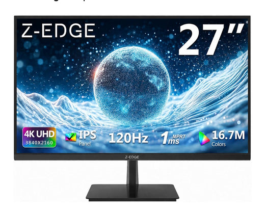 Z-Edge 27-inch 4K Gaming Monitor, 120Hz UHD 3840x2160 IPS PC Computer