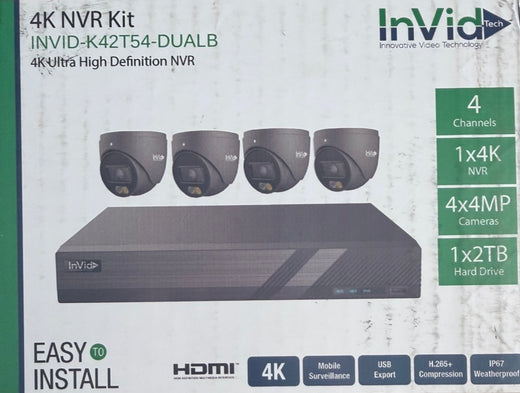 INVID-K42T54-DUALB 2TB Hard drive 4 channel NVR Kit Black