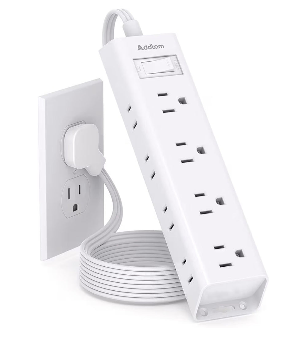 Flat plug power strip 5’ surge protector